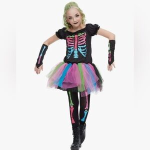 EraSpooky Girls Funky Punky Bones Costume Girls Kids Size XL.